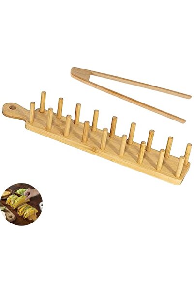 STARSTAR Light Brown 40x7.1x4.8 cm W-Shaped Bamboo Tortilla Holder Tray