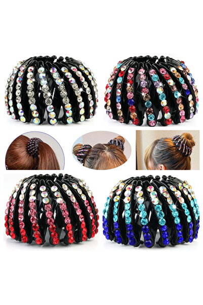 STARSTAR Four-piece set of adult rhinestone bird's nest hair clips, colorful