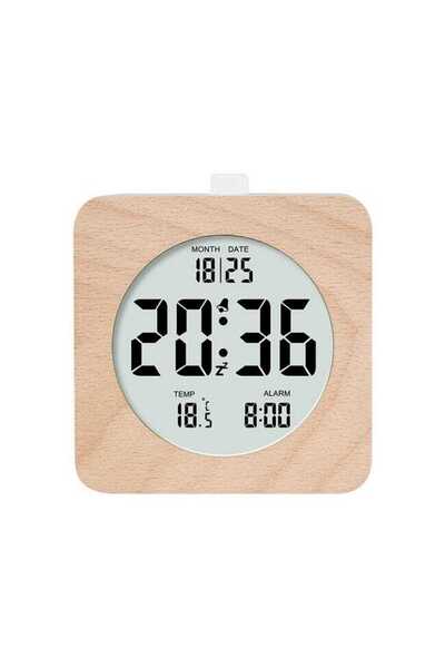 STARSTAR A 4-inch wooden digital alarm clock with snooze and night light func...