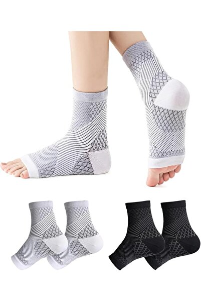 STARSTAR 2-Pair Toeless Ankle Support Compression Sleeves with Arch Support (...