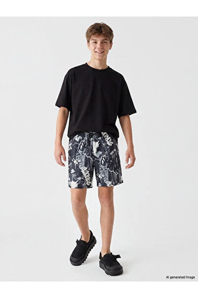 LC Waikiki Trendlucky Boys' Printed Swim Shorts with Difference in Color