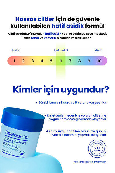 Real Barrier Pantenol İçeren, Nemlendirici Jel Uyku Maskesi REALBARRIER Intense Moisture Panthenol Sleeping Pack