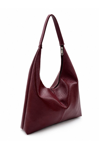 DMG Collection Large Size Wrinkled Pattern Casual Women's Shoulder Bag Claret...