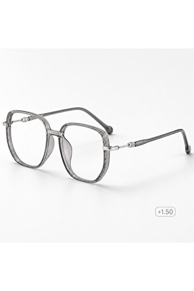 Generic Brand Ochelari de Citit +1.50, Ramă Gri Transparentă cu Sclipici, Mod...