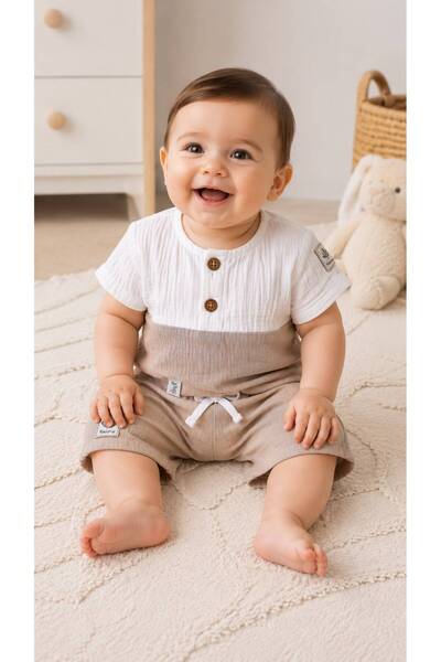 Oz Baby Baby Boy Muslin Summer Shorts Set 100% Cotton 3-24 Months