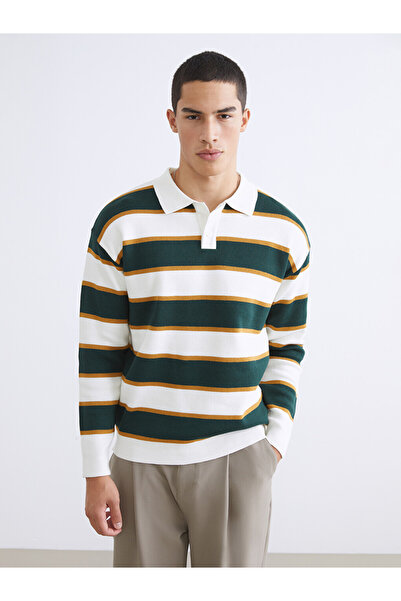 LC Waikiki Polo Neck Striped Men's Knitwear Sweater