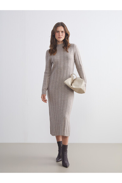 LC Waikiki Funnel Neck Slit Detail Knitwear Dress