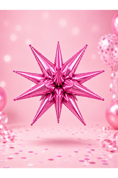 Parti Dükkanı Pink 3D Decorative Star Ornament 27 Inch 70 cm Hangable Party D...