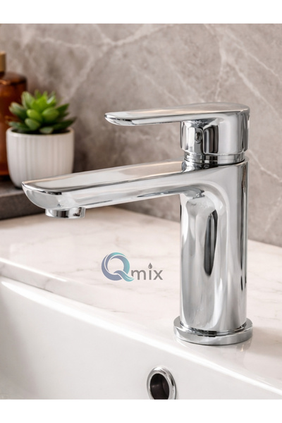 QMİX Luxury Chrome Fixed Open-Close Short Sink Faucet – Water-Saving, Durable, Modern Design