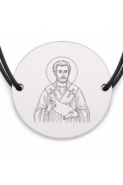 Simoshop Brățară argint 925 cu bănuț Sfântul Apostol Timotei, șnur negru regl...