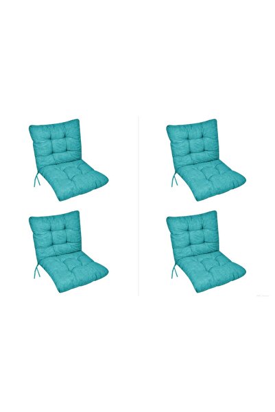 BAMI NETWORK Set 4 pentru perne scaun cu spătar bumbac, turcoaz, 40x40 cm con...