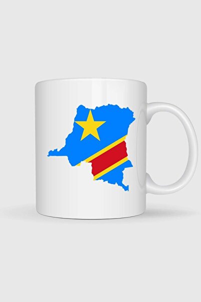 Bahriyeli Collection Democratic Republic of Congo Flag and Map Large Printed Mug
