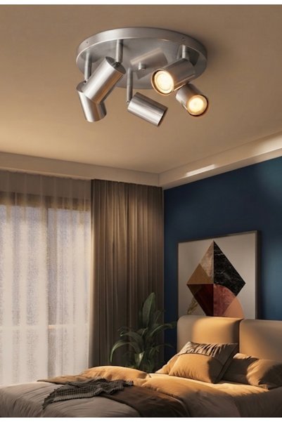 demet habek mylights 5’li Hareketli LED Spot Tavan Avize Mat İnox Metal Gövde...
