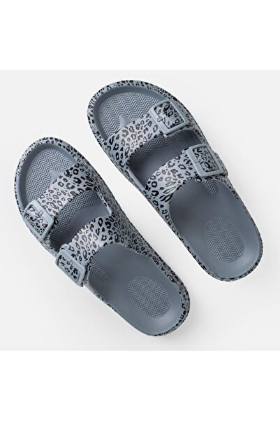 BAMI NETWORK Papuci de plaja gri animal print cu catarama pentru femei, 37-38 EU