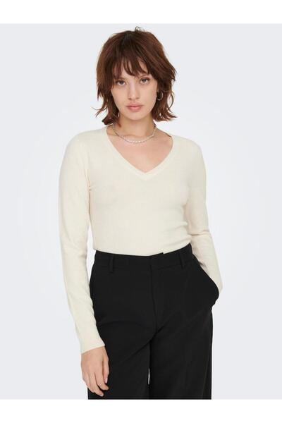 ONLY Πουλόβερ "V-neck" εκρού