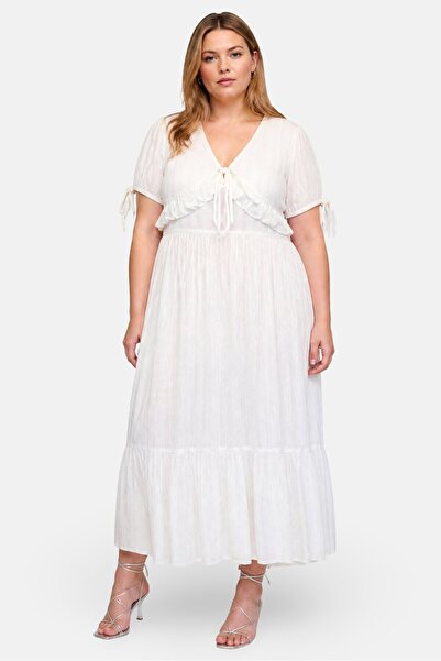 Brave Soul Women Textured Maxi Dress, White