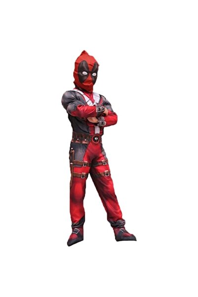 OEM Set costum copii Deadpool cu mușchi și glugă, 9-11 ani, multicolor
