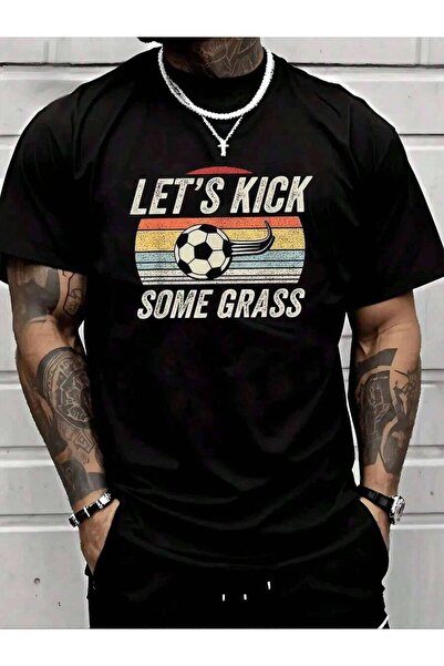 LİNA06 Vintage Soccer Let's Kick Some Grass Men's Graphic Cotton TShirt Retro...