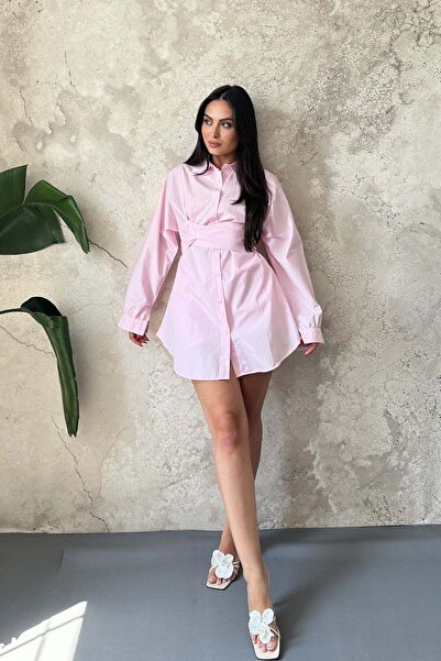 Elbee Fashion Woman Pink Belted Double Suit