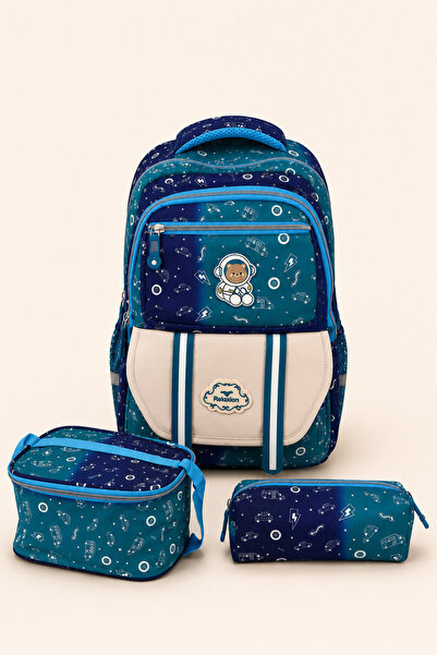 ELATAE Primary School Middle School 3-Piece School Bag Set Orthopedic Multi-C...