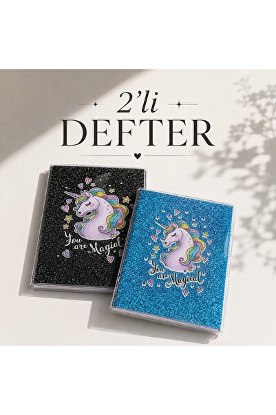 4nio 2'li Tasarımlı Simli Defter Seti