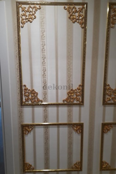 Dekonil Altın Gold Duvar Çıtası - Saray Tavan Köşe Motifi 41x26 - 2 Adet