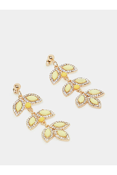 Styli Embellished Leaf Earrings
