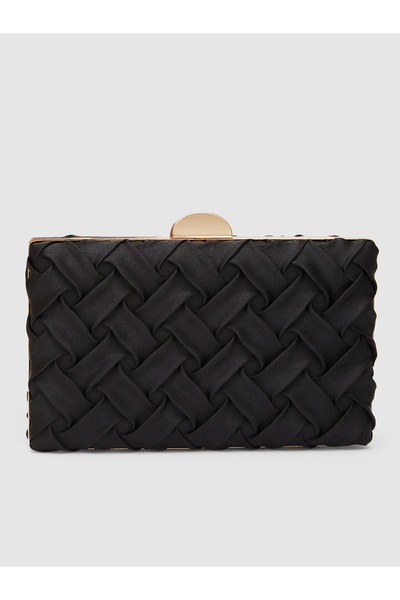 Globus By Styli Black Textured Box Clutch