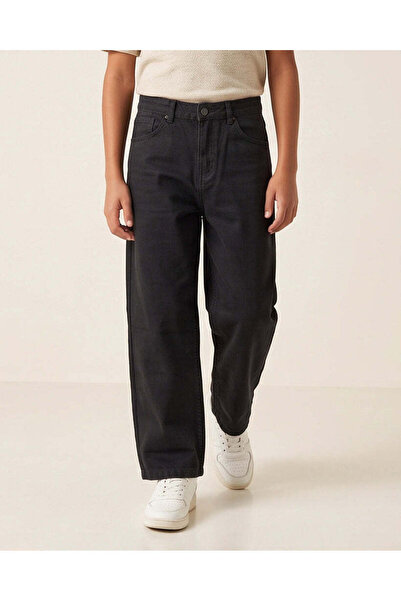 REDTAG Senior Boys Black 5 Pocket Baggy Jeans