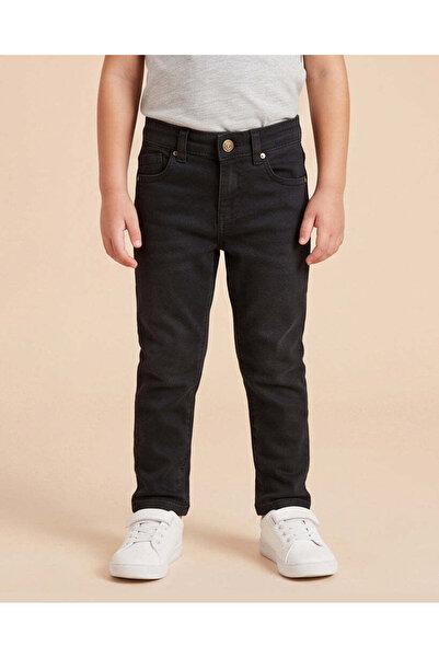 REDTAG Boys Black Plain Denim Jeans