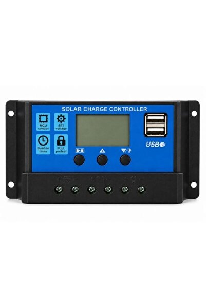 Demeras 12V/24V 10A Güneş Enerjisi Şarj Kontrol Cihazı LCD ve USB Çıkışlı Regülatör