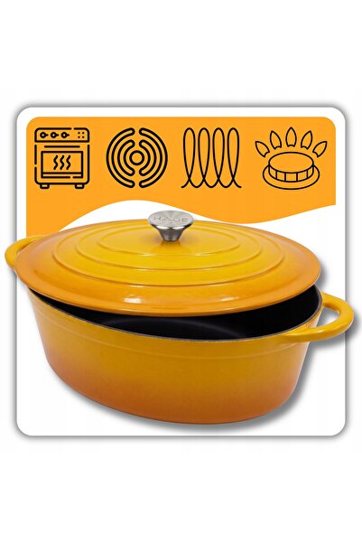 NO BRAND BRYTFANNA OALĂ DE Cuptor Emailată, Mare, Culoare Muștar, 6L