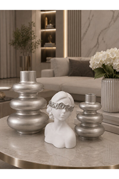 Nox Atelier Modern Dekoratif Vazo & Kadın Büstü 3'lü Dekor Seti
