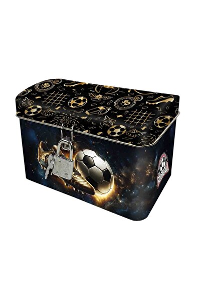Kidea Pușculiță metalică 12 × 8 × 8 cm, în formă de cufăr cu lacat, model fot...