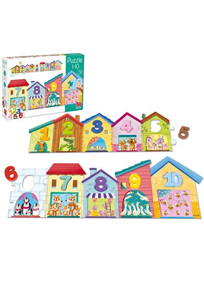 NO BRAND Puzzle pentru copii cu animale în căsuțe și învățarea numărării de l...