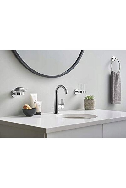 Grohe Pahar cu suport de perete din sticlă, Essentials argintiu, 200 ml