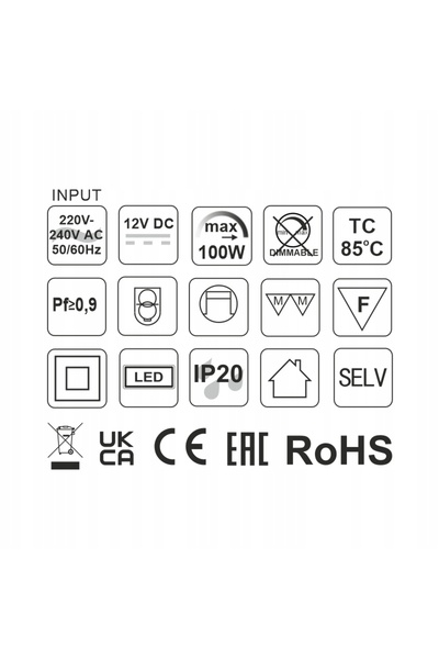 NO BRAND Sursă de alimentare BASIC pentru iluminat mobilier LED 100W, 12V CC,...