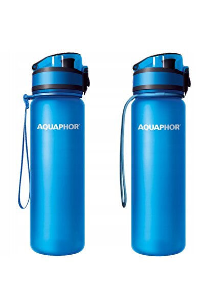 Aquaphor 2x Sticlă de apă City 0.5l albastră + filtru