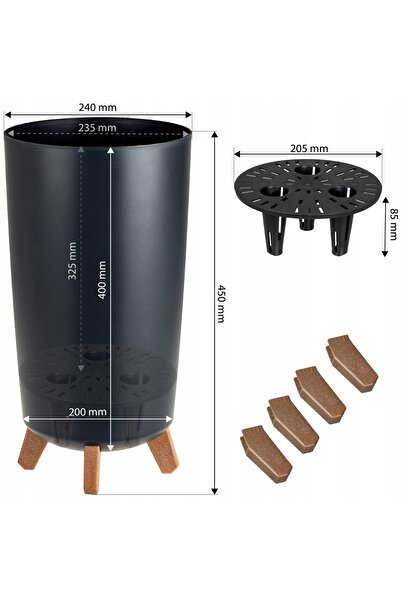 Deco4Home Ghiveci industrial rotund gri de 45 cm