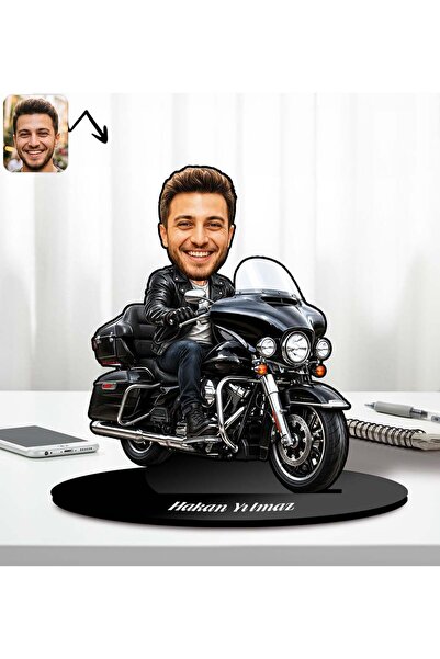 Bk Gift Kişiye Özel Motorcu Erkek Tasarımlı Karikatür Biblo