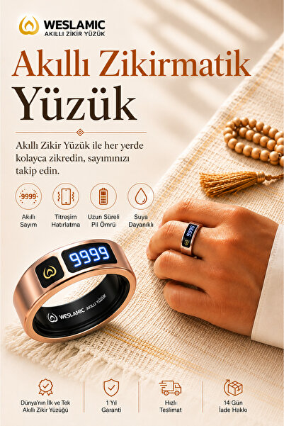 WESLAMIC Peace 1 Smart Zikirmatik Ring 3.0 – Prayer Reminder, Bluetooth, Led ...
