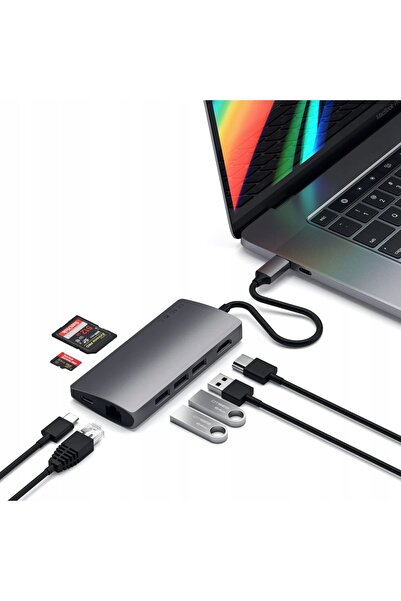NO BRAND Hub USB-C, adaptor 7 în 1, Satechi Multiport Adapter V2, USB-C USB-A...