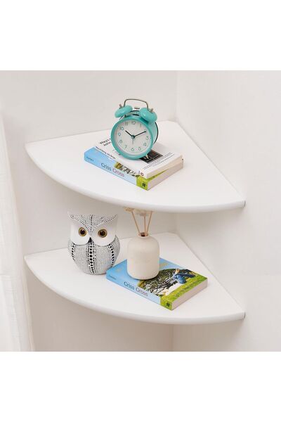 Dotail 2-Shelf Set, Rounded Edges, Cable Hole, 30.5 x 30.5 x 2.5 cm, Solid Oa...