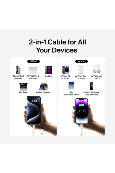 NO BRAND Cablu USB-C la USB-C/Lightning BELKIN CAC003HQ1.5MWH 60W 1.5 m Alb