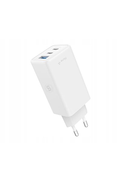 NO BRAND Încărcător de rețea Hune GaN 65 W, 2x USB-C + USB-A, Snow White