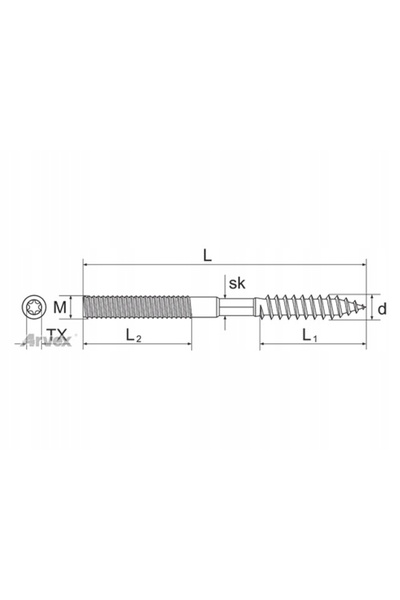 NO BRAND Șurub cu filet dublu lemn-metal 8x150mm M8 100 bucăți SDG arvex