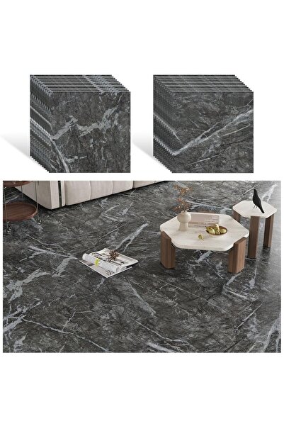 Dotail Set of 24 Self-Adhesive Floor Tiles, Marble Effect, 30 x 30 cm, PVC, W...