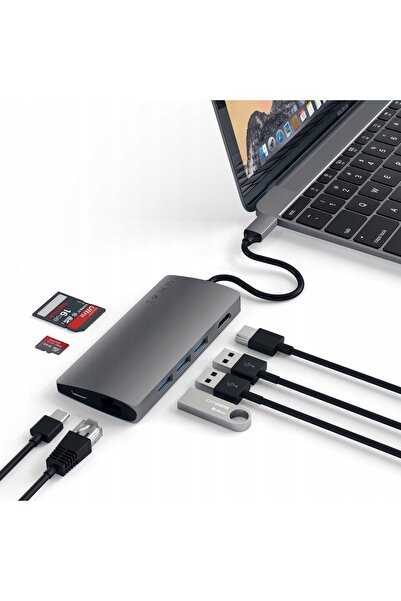 Satechi Hub USB-C, adaptor 7 în 1, Adaptor Multiport V2, USB-C USB-A HDMI RJ45