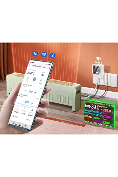 NO BRAND Termostat de priză WiFi de 3600W + Priză inteligentă TUYA cu contor ...