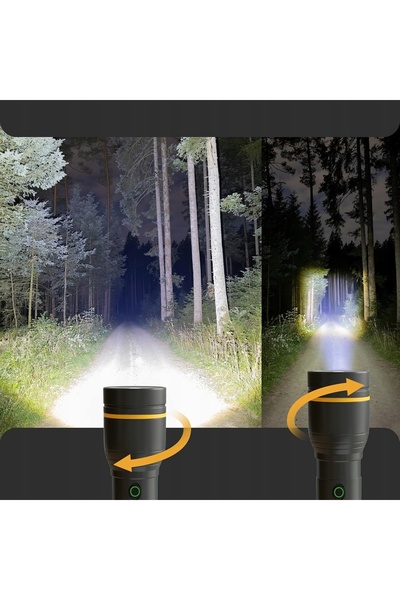NO BRAND Lanterna LED neagră, foarte luminoasă, 1000 Lumeni, 4000 mAh
